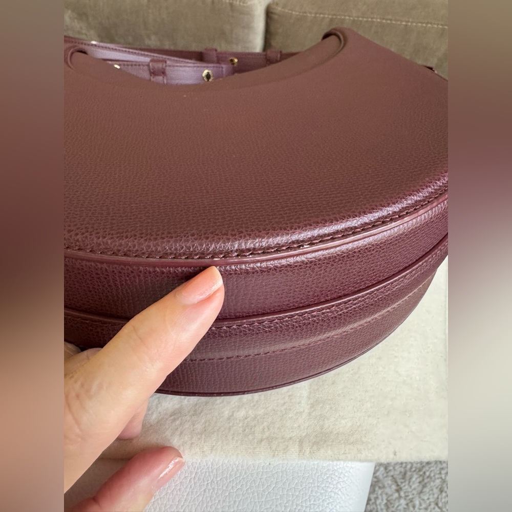 Polene Numero Dix Large Burgundy Sandalwood Leather Shoulder Crossbody Handbag - Picture 10 of 16